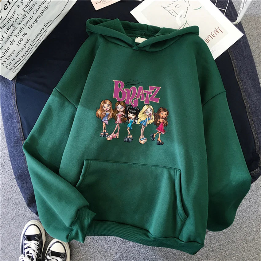 Bratz Letter Printed Plus Size Woman Hooded Sweatshirt Women Hoodie Hip Hop Long Sleeve Streetwear Unisex Male Clothes Tops