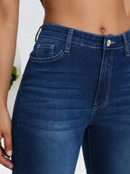 Blue fashionable cat whisker elastic tight fitting small leg jeans