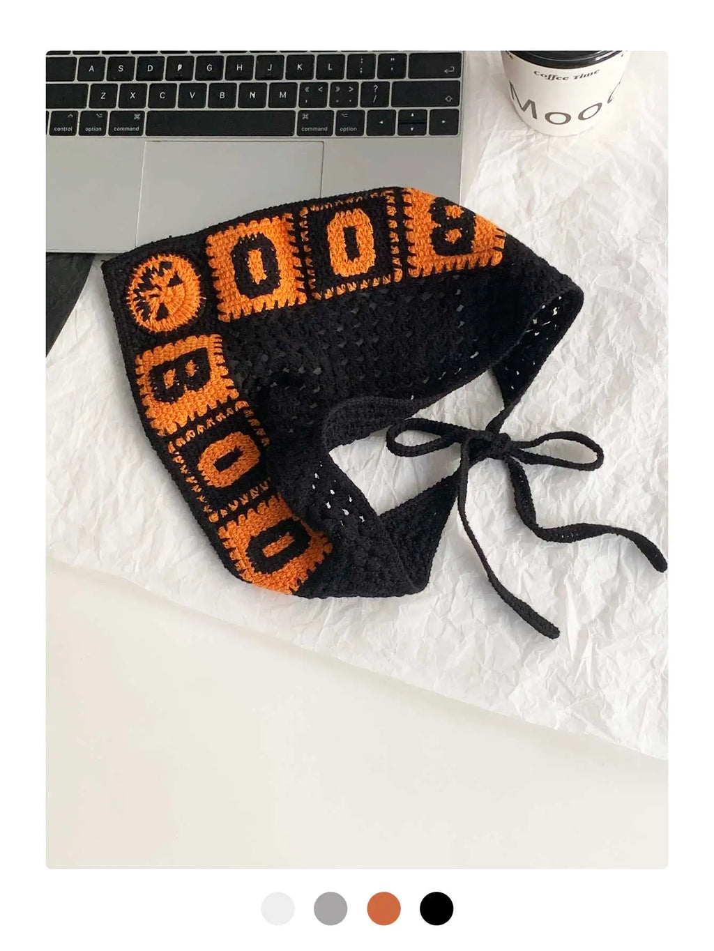 Halloween Costume Skeleton Ghost Bat Spider Web Personalized Knitted Crochet Headband Female Photo Photo Triangle Scarf Trendy