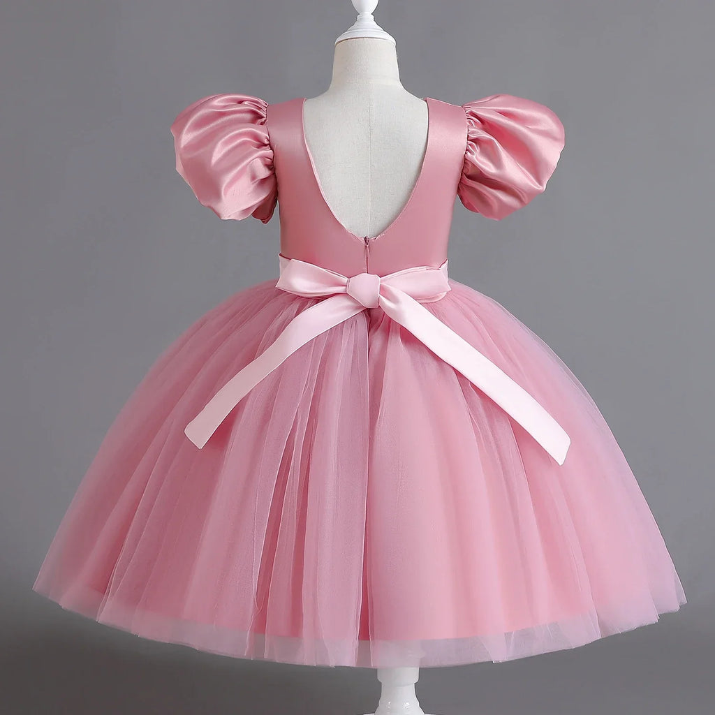 Elegant Girl Fluffy Dress Flower Baby Wedding Ceremony Costume Birthday Outfits White 1st Communion Tutu Gown Kids Gala Clothes