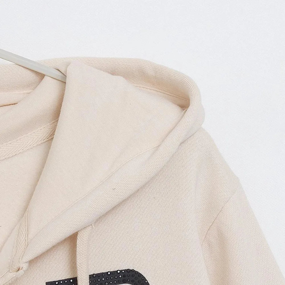 Disneyland Sweatshirt Castle Shining  Mickey Disneyworld Letter Glitter Minnie Unisex Couple Women Zip Pocket Hooded Jumper Top