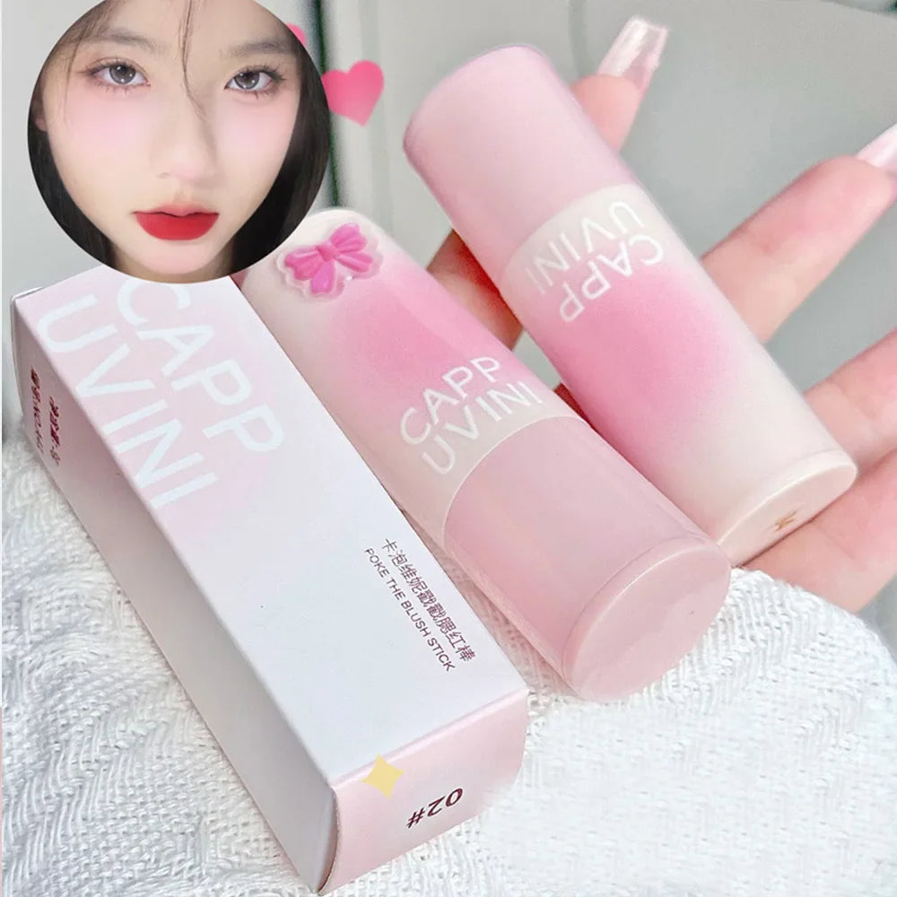 CAPPUVINI Blush Stick Soft Face Brightening Contouring Shadow Blusher Powder Peach Pinkish Cheek Tint Korean Makeup Cosmetics