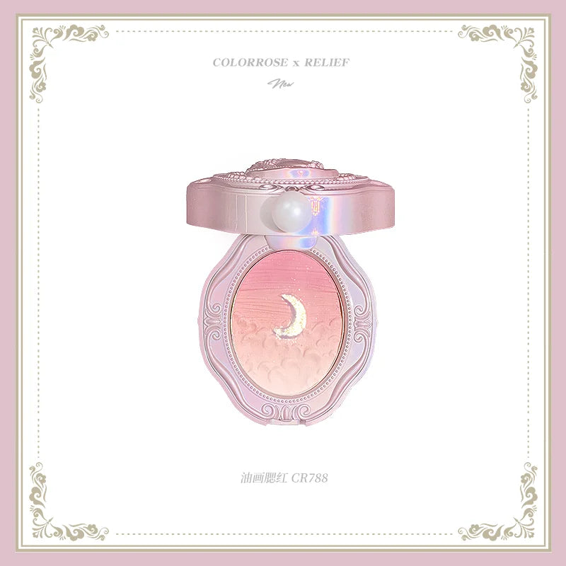 Colorrose Embossed Powder Blush Blue Genuine Nude Makeup Natural Party  Blusher  Shimmer Pearlescent Highlight Eyeshadow