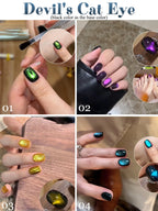 1-3pcs PSK 2025 New Whitening Purple Glass Beads Starry Crystal Nail Art Purple Glass Bead Cat Eye Gel Nail Polish Nail Supplies