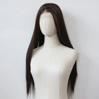 13*4 Dark Brown Synthetic Lace Front Wigs Chocolate Brown Long Straight Lace Front Wig for Women Pre Plucked Natural Hairline