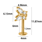 361L Surgical Steel Marquise Vertical Post Helix Piercing Crown/Butterfly Earrings Cartilage Helix Stud Body Piercing Jewelry