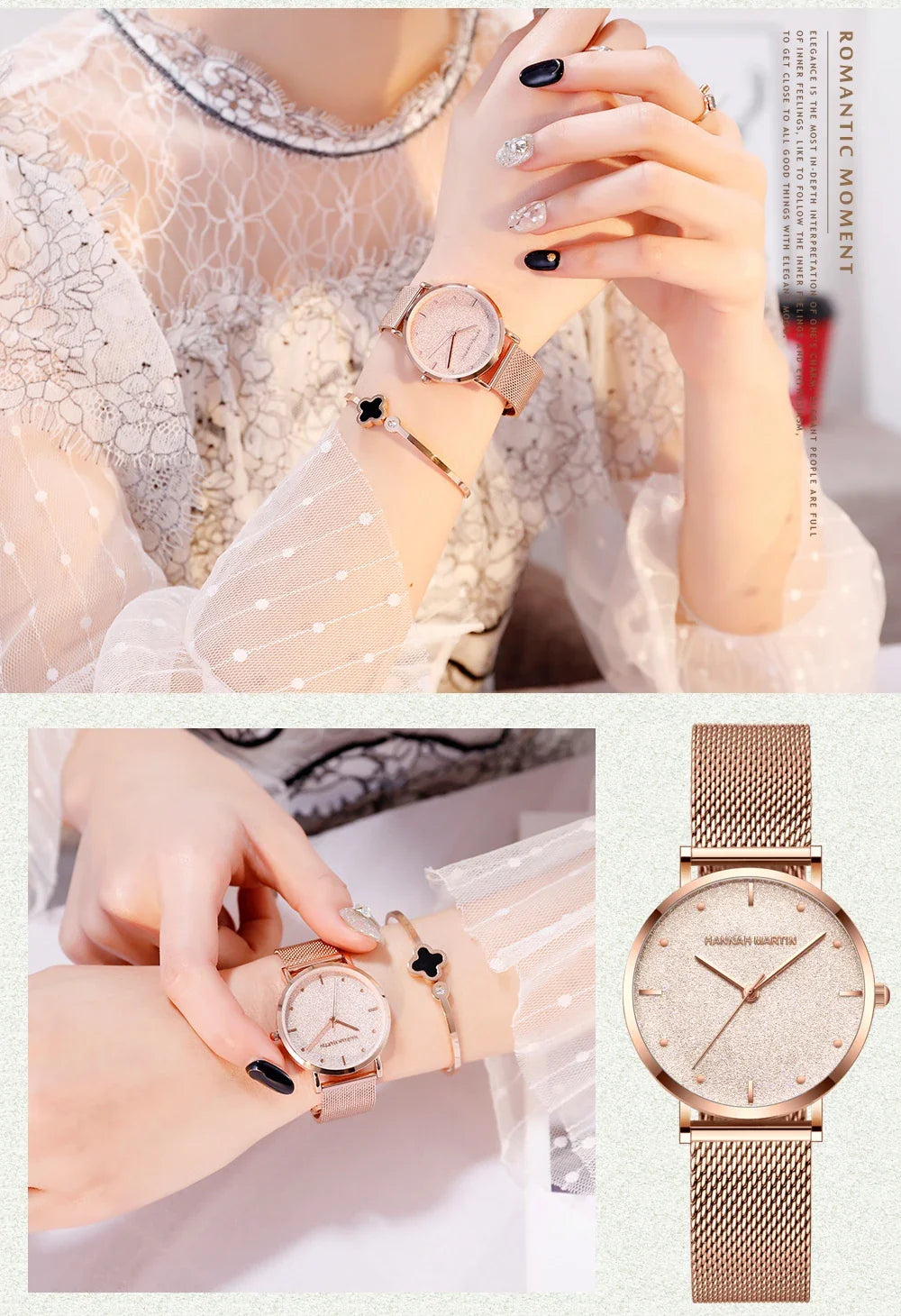 2025 New Women's Luxury Watch Matte Dial Japanese Quartz Movement Stainless Steel Mesh Strap Hannah Martin Brand Original Watch