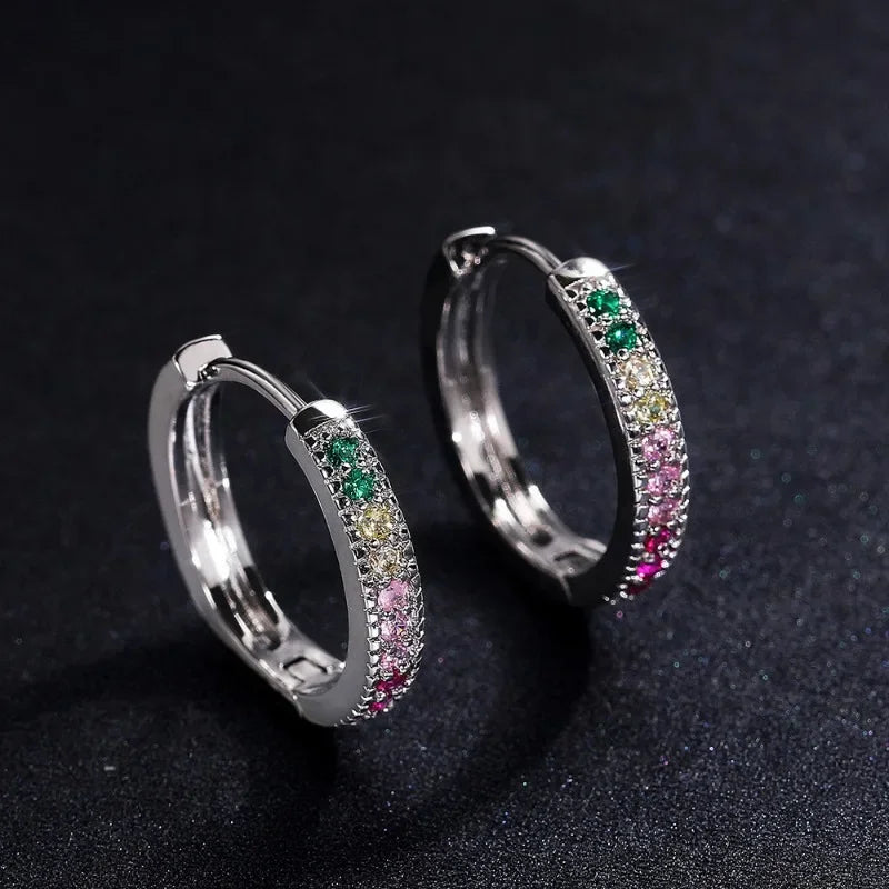 Crystal Cubic Zirconia Lymphatic Drainage Earrings Colorful Crystal Hoop Earrings Weight Loss Slimming Earrings Fashion Jewelry