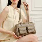 Burminsa Cowhide Genuine Leather Underarm Shoulder Bags For Women 2025 Luxury Designer Korean Bowling Tote Work Ladies Handbags