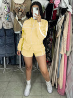 2025 Trendy Woman Clothes Sets Y2k Lounge Tracksuit Contrast Color Long Sleeve Zip Windbreaker Jacket Shorts 2 Piece Set Outfits