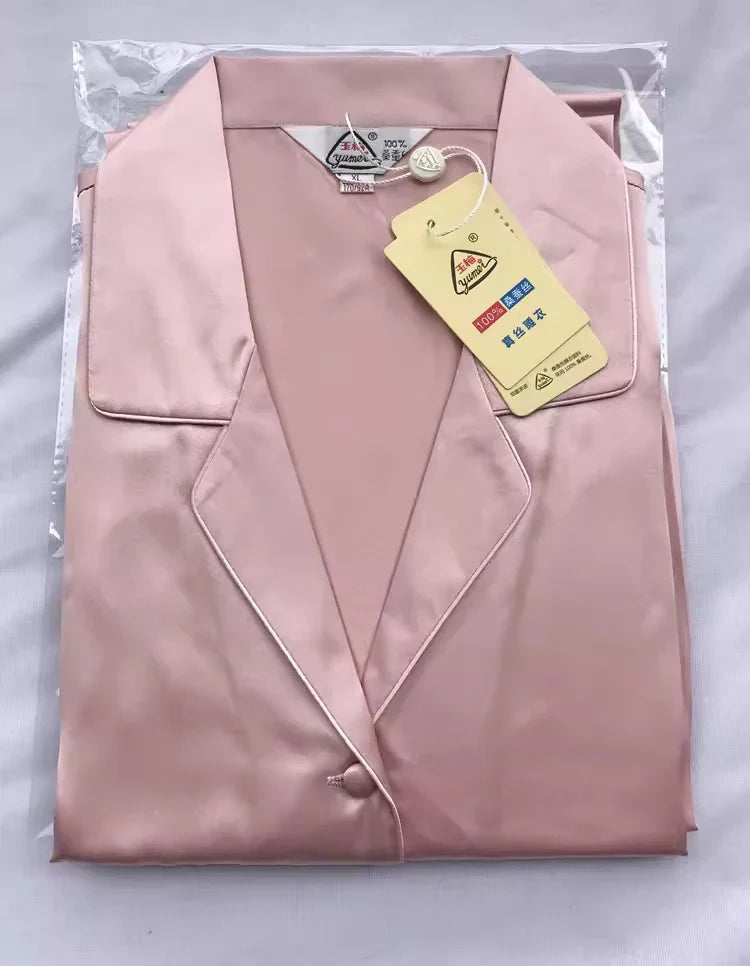 100% Pure Silk Women's Classical Pajama Set Sleepwear Nightgown M L XL YM007