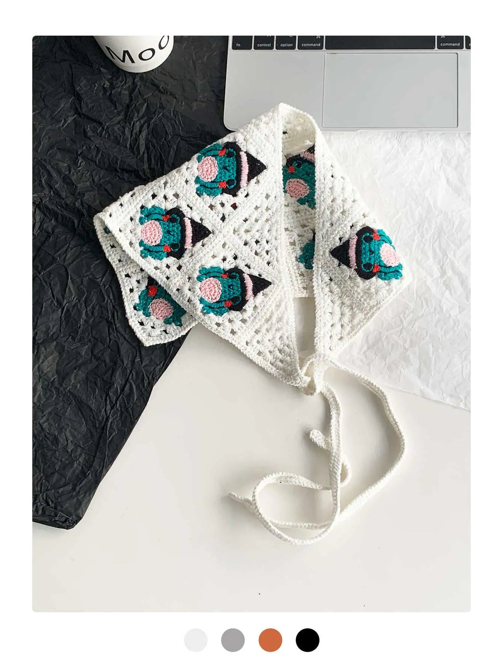 Halloween Costume Skeleton Ghost Bat Spider Web Personalized Knitted Crochet Headband Female Photo Photo Triangle Scarf Trendy