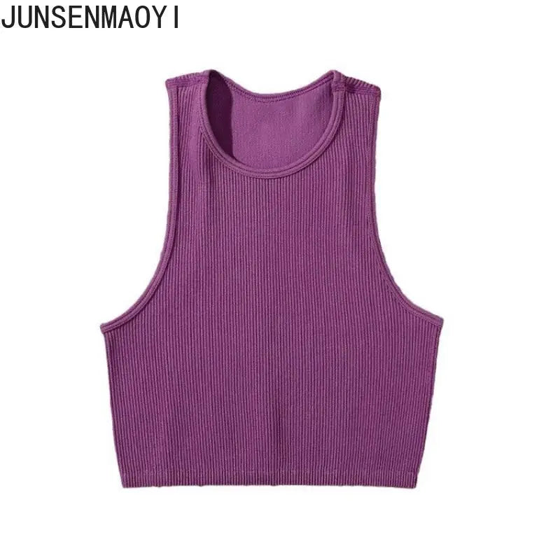 DIY Print Customize Sleeveless Vest Women's Summer High Waist Short Crop Top Fitness Running Yoga Clothes Slim Fast Dry Clothes