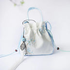Chinese Style Women's Drawstring Bag Vintage Flower Embroidery Hanfu Handbag Street Fashion Girls Bucket Shape Shoulder Bag