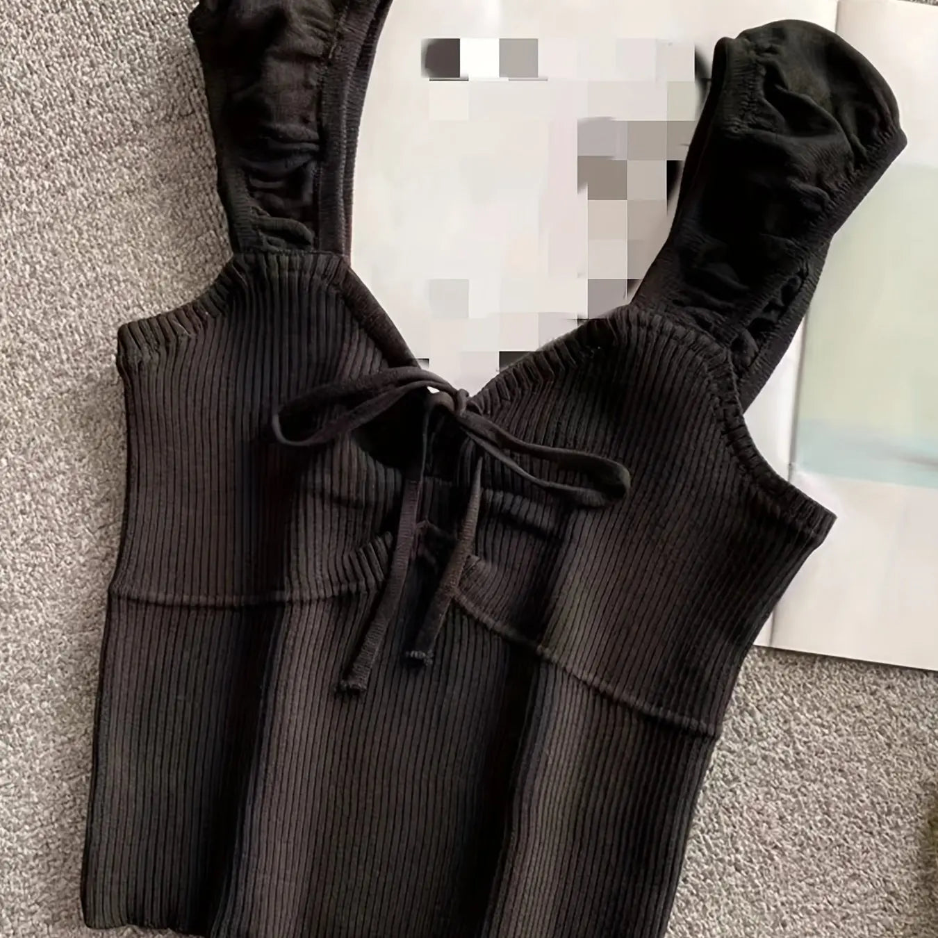 2024 Solid Color Ribbed Knotted Tank Top Casual Round Neck Tank Top For Spring & Summer Women's Clothing Knit Crop Top