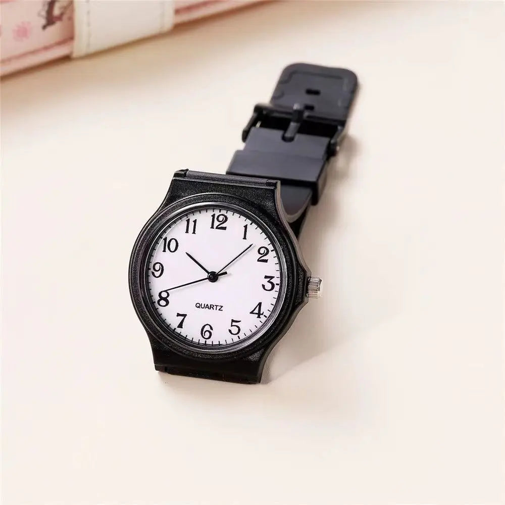 Casual Exam Watch Silicone Strap Simple Women Watch Student Ladies Quartz Wristwatch Waterproof Round Small Dial Clock for Girls