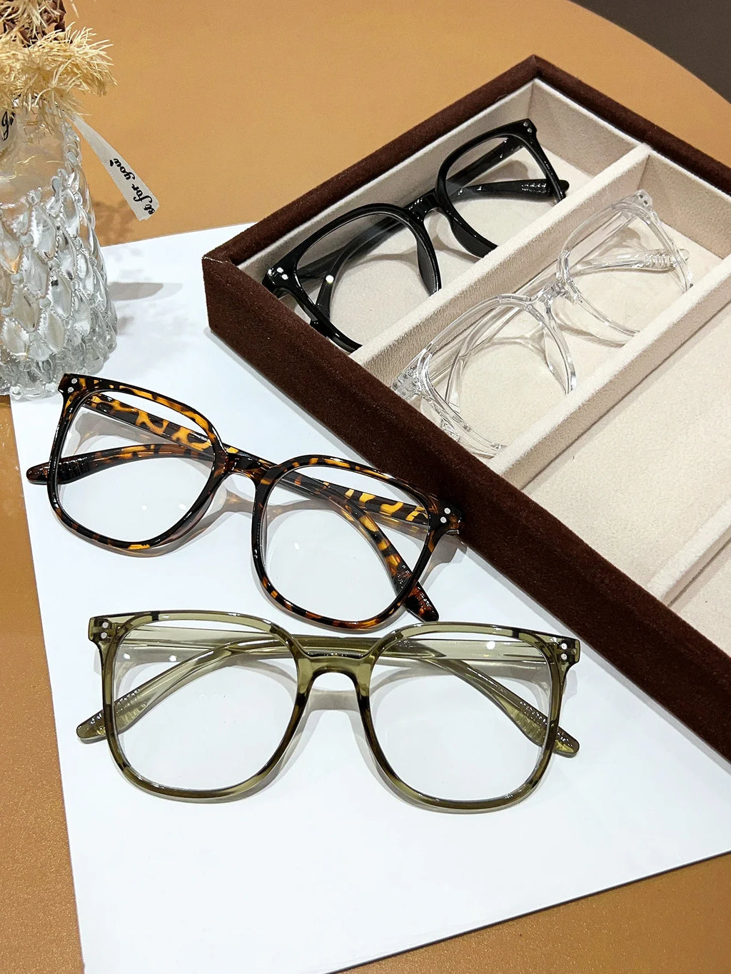 1Pc/3Pcs/4Pcs/6Pcs European and American Classic Popular Square Frame Glasses Set Men's and Women's Fashion Glasses