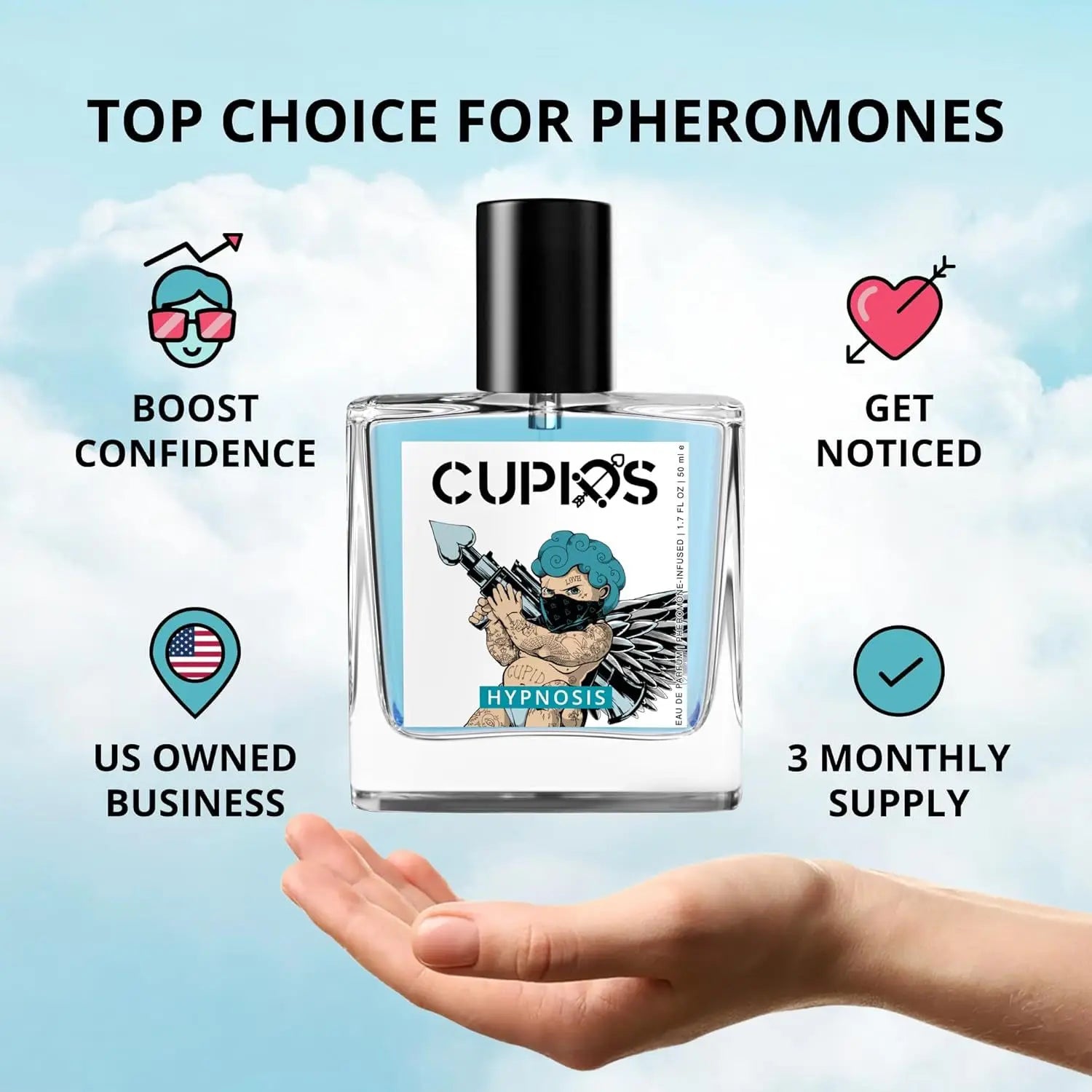 50ml Original Cupid Men's Pheromone Cologne Lasting Mature Hypnotic Rich Fragrance High Quality Hombre Perfume Body Spray