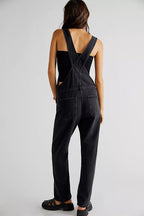 Casual Women Summer Vintage Retro Denim Long Jumpsuit Spaghetti Strap Straight Romper Pants Baggy Bib Overalls Jumpsuits