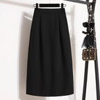 2025 Summer Female Fashionable Versatile Solid Skirts High Waisted Mid Length A-line Plus Size Skirt Split Wrap Body Skirt