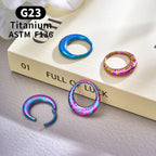 ASTM F136 Titanium 16G Moon Septum Hoop Ring Anodizing Hinged Segment Nose Clicker Tragus Helix Daith Earring Piercing Jewelry