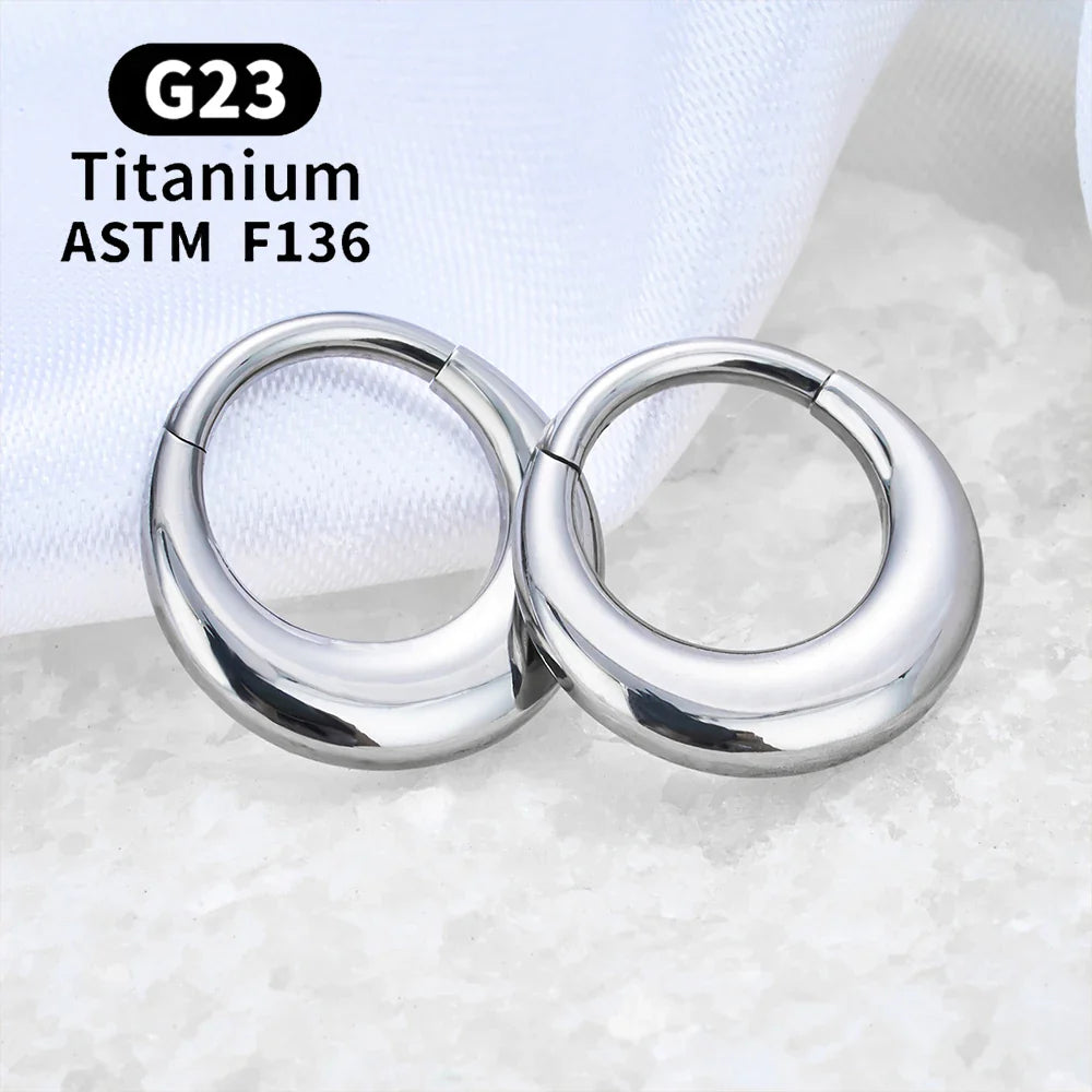 ASTM F136 Titanium 16G Moon Septum Hoop Ring Anodizing Hinged Segment Nose Clicker Tragus Helix Daith Earring Piercing Jewelry