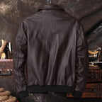 Bomber A2 Pilot Genuine Leather Jacket Men Warm 100% Cow Leather Air Force Coat Dark Brown Men's Cowhide Motorcycle Jackets