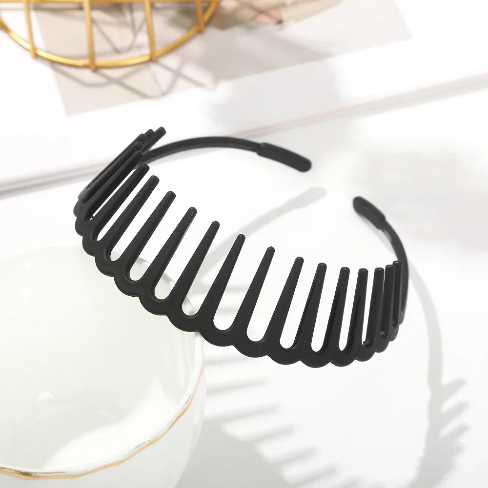 Curved Wavy Headband Black Toothed Non-slip Hair Hoops Hair Band Women Wash Face Hair Accessories Korean Bezel Head Hoops Band