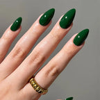 Almond Mid-length Black Fake Nail Solid Color Press on Nails Simple Full Cover Artificial Nail For Girls Nail Extension 24Pcs