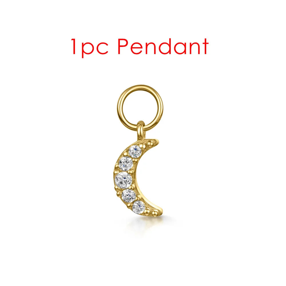 1PC Little Star Moon Snake Crystal Charms Pendant Helix Daith Earrings for Women Hanging Matching Piercing Lobe Tragus Jewelry