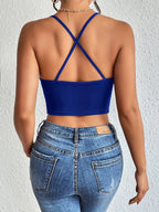 Chic Halter Neck Crop Top-Backless & Criss Cross Detail-Perfect for Summer Outings