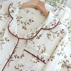 2025 Japanese Spring and Autumn New Women's Pajama Set 100% Cotton Crepe Long sleeved Pants Cardigan Cute Plus Size Home Fury