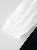 DUSHU Women Autumn Long SLeeve Dresses Office Lady Temperament Polo Neck A-LINE Long Dress Fake Two Patchwork Dress 24DS83358