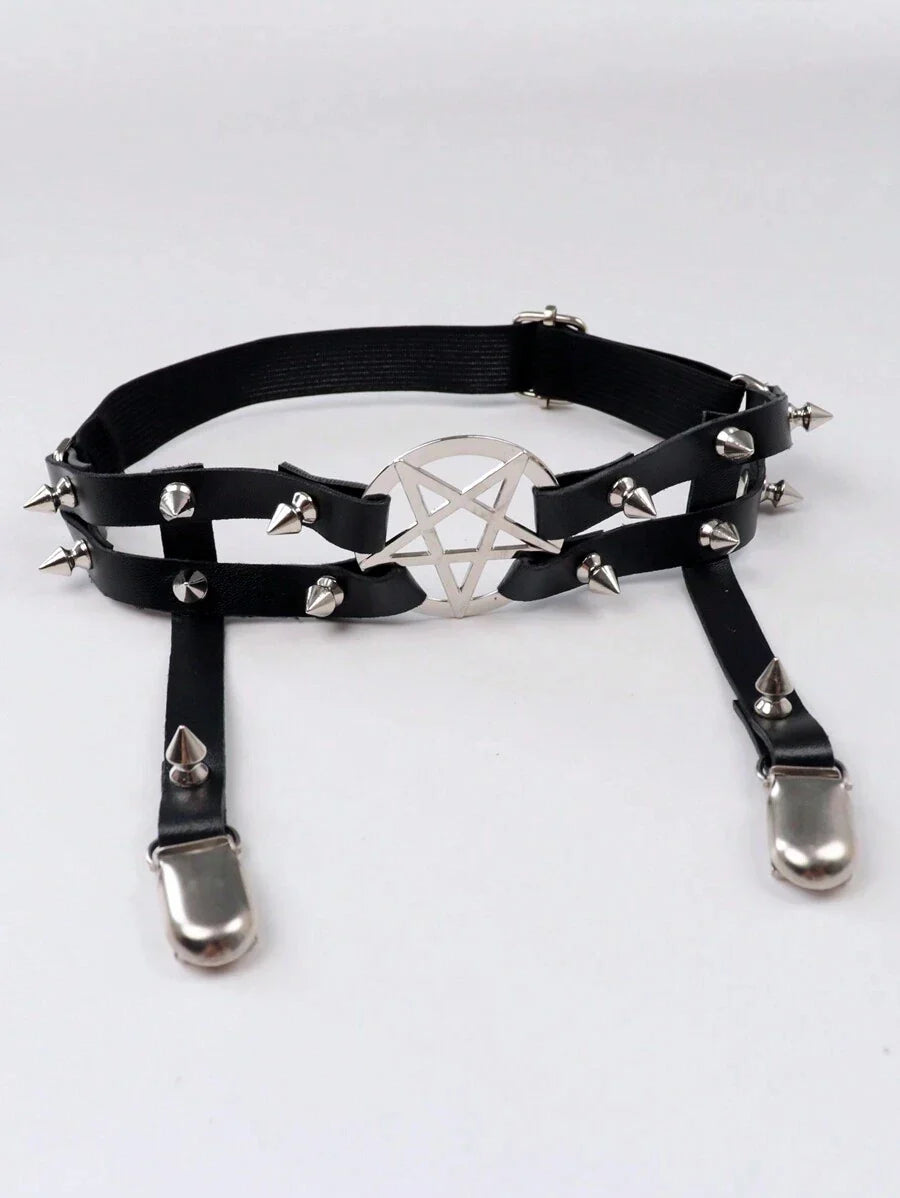 1PC Women Sexy Garter Belt Rivets Leg Ring Rock Pub Punk Pendientes Party Club Sexy Gothic Femmal Suspender