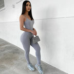Dulzura Solid Bodycon Strap Jumpsuit For Women Bodycon Sexy Streetwear Fall Winter Skinny Rompers Sportswear Wholesale Items