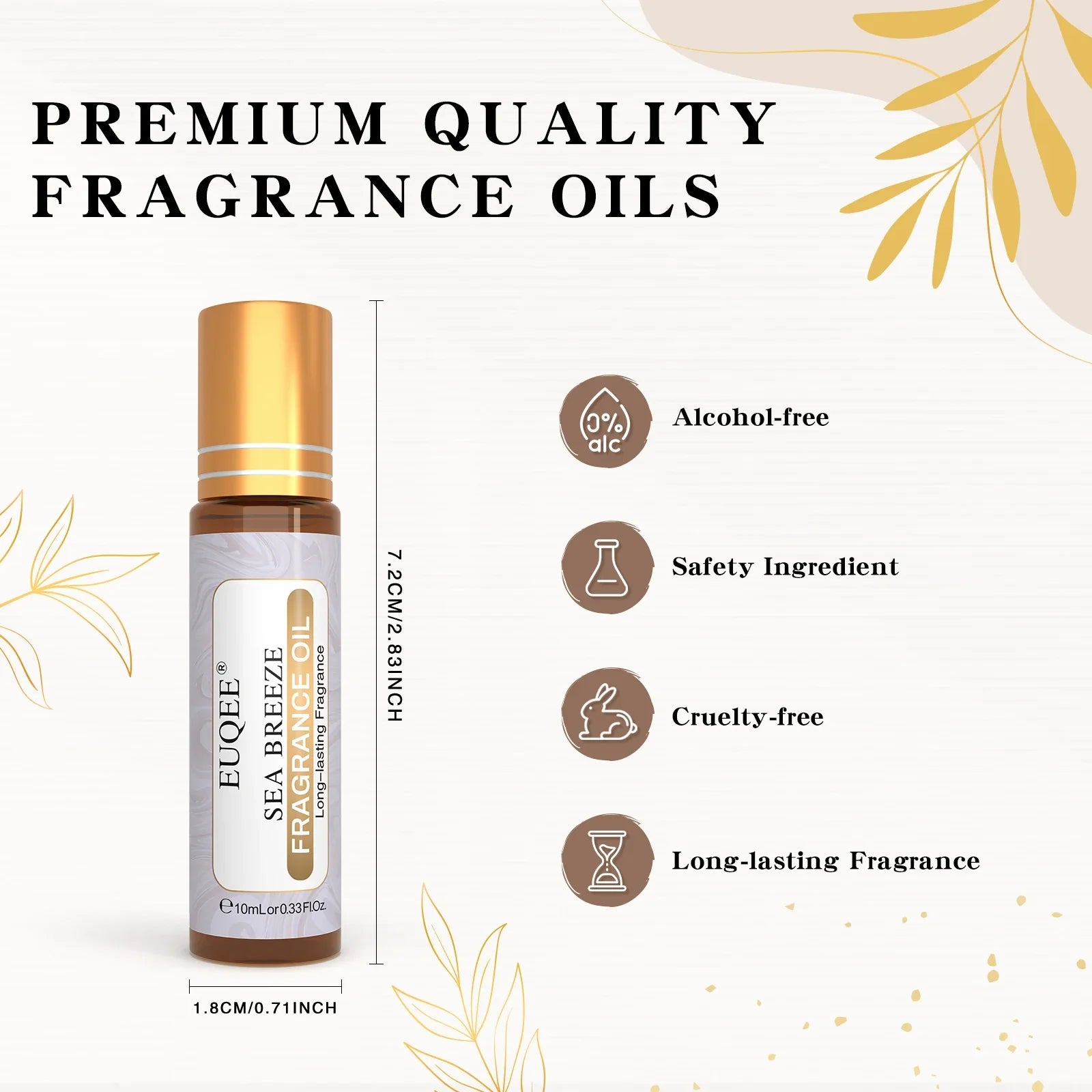 EUQEE 3PCS Fragrance Oils Roll-On Long Lasting Scent Coconut & Vanilla White Musk Baby Powder Fresh Linen Oud Wood Amber Romance