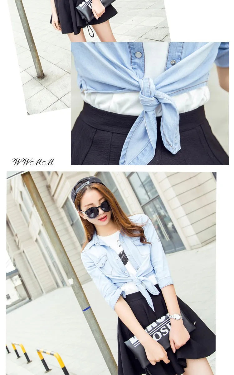 2023 Spring/Summer New Denim Jacket Women's Korean Casual Slim All-Match Short Crop Sleeve Short Sleeve Denim Button Up Top