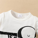 0-12Months Newborn Baby Boy Romper Animal Panda Bear Short Sleeve Jumpsuit + Hat 2PCS Infants Clothes Summer Fashion Bodysuit