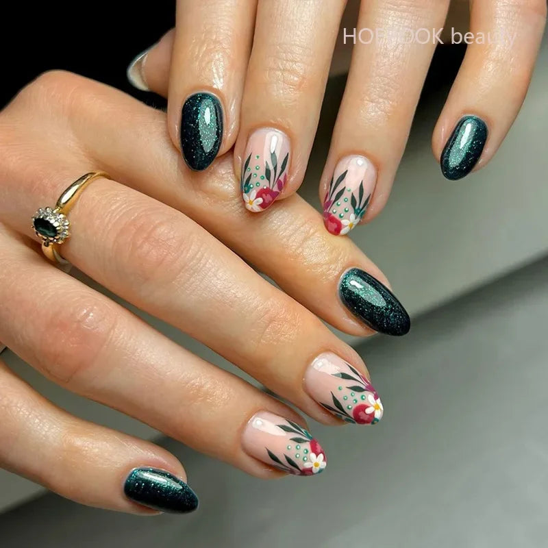 24pcs Nude French Fake Nails White Edge Almond False Nails Art Full Coverage Removable Waterproof Artificial Press on Nail