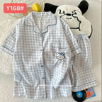 Cute Pink Cloud Cotton Spwear Bear Print Home Clothes Long Sve ort Sve Women's Comfortable Home Suit Summer Thin