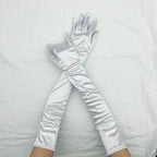 1 Pair Women Adult Black White Red Skin Opera/Elbow/Wrist Stretch Satin Finger Long Gloves Women Flapper Gloves Matching Costume