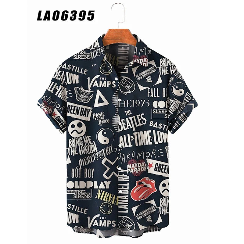 2024 Men's Shirts Creative Panda Printed Short Sleeve Shirt Men Street Summer Hawaii Beach Retro Harujuku For