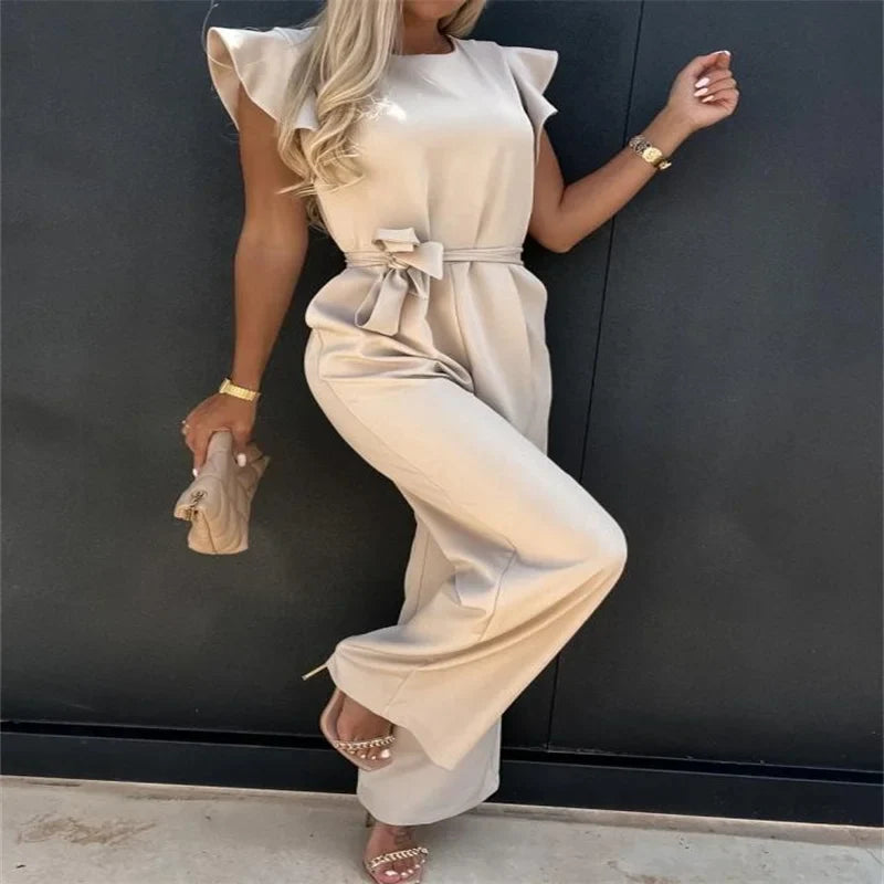 20244 Summer European and American Jumpsuit Women's Casual Pants Ruffled Strap Jumpsuit