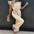 20244 Summer European and American Jumpsuit Women's Casual Pants Ruffled Strap Jumpsuit
