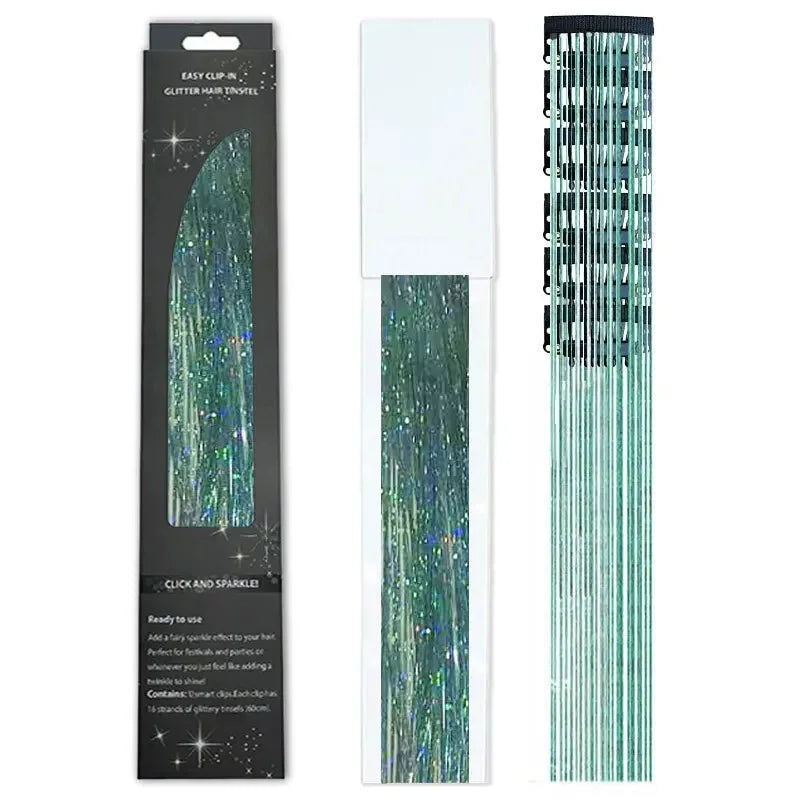 6-Piece Set BB Clip Tinsel Hair Metal Laser Gold Thread PET Laser Thread Highlighting Cross-Border Hair Accessories