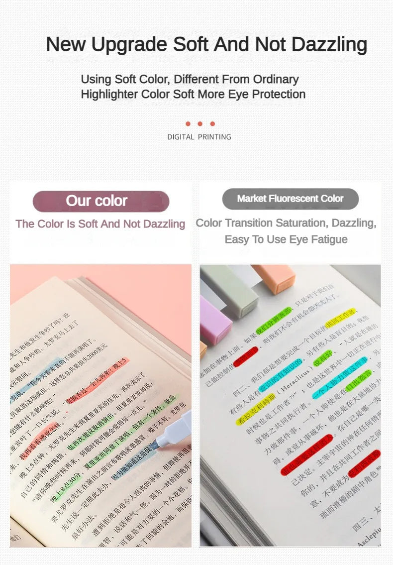 12 Pcs/Set Double Tip Highlighter Pens Kawaii Manga Markers Midliner Pastel Gel Set Stationery Journal School office Supplies