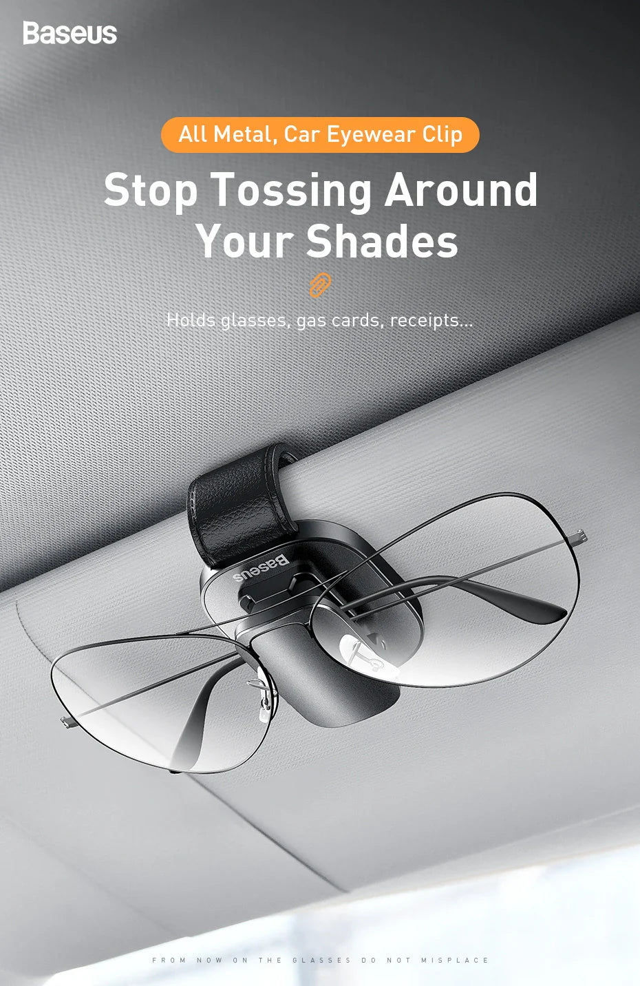 Baseus Car Eyeglass Storage Clip Sun Visor Sunglasses Holder for Auto Card Ticket Stand Interior Accessories Car Eyeglass Holder