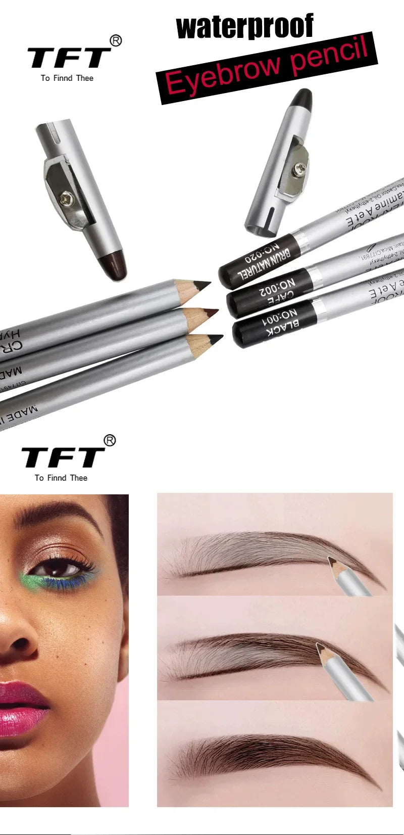 1/3pcs Eye Brow Pencil Waterproof Professional Women Eye Makeup Pen Easy Color Natural Black Brown Cosmetic Beauty Eyebrow Tool