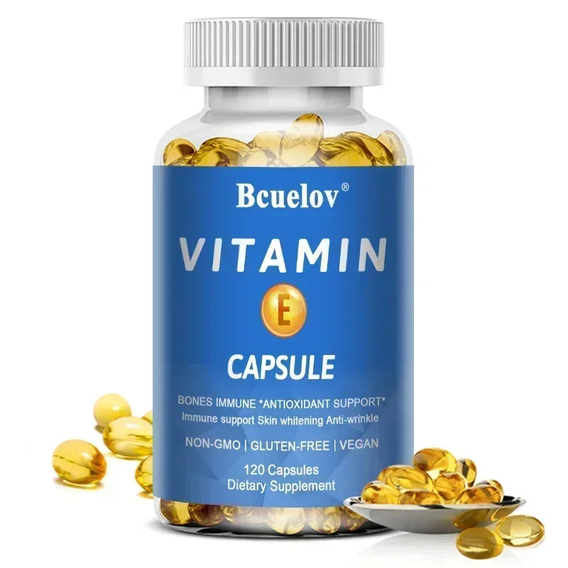 Bcuelov Vitamin E Softgels, Antioxidant Supplements, Easily Absorbed - Supports Skin, Heart & Immune Health Capsules, Non-GMO
