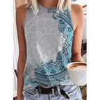 Ethnic Style Paisley 3D Print Tank Tops Women Retro Streetwear Y2k Oversized O-Neck Vest Off Shoulder Sleeveless Woman Camisole
